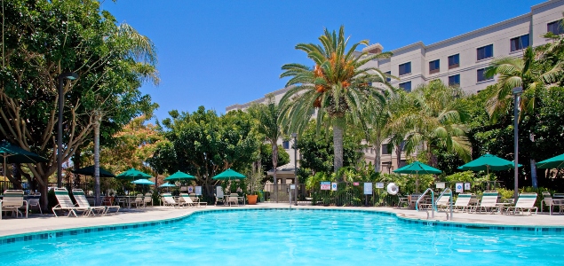 Pool area of Sonesta ES Suites Anaheim Resort Area.