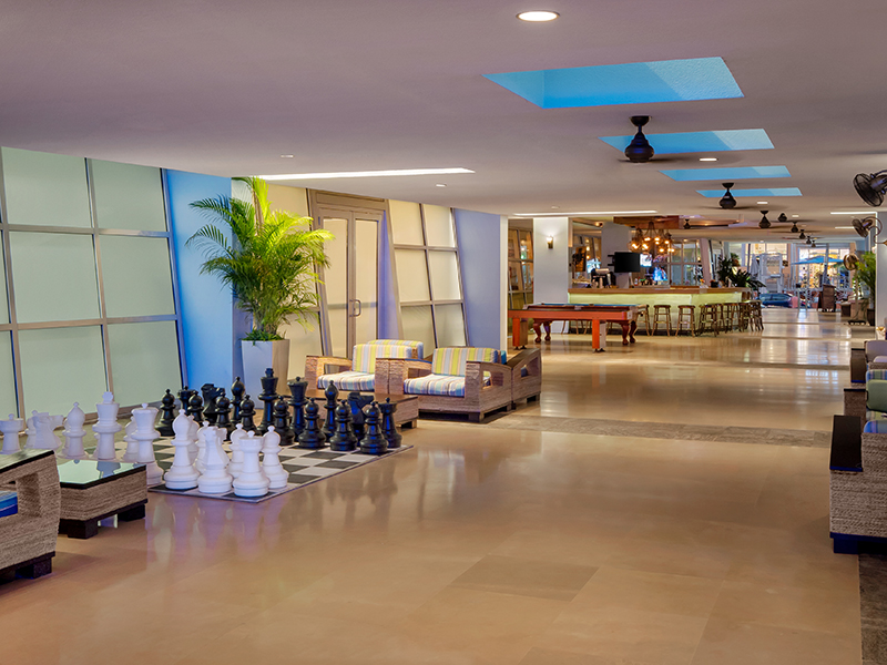 Z Ocean breezeway with seating and large chess board