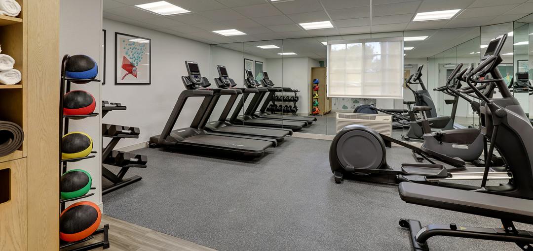 The fitness center at the Sonesta Simply Suites Miami Airport Doral hotel.