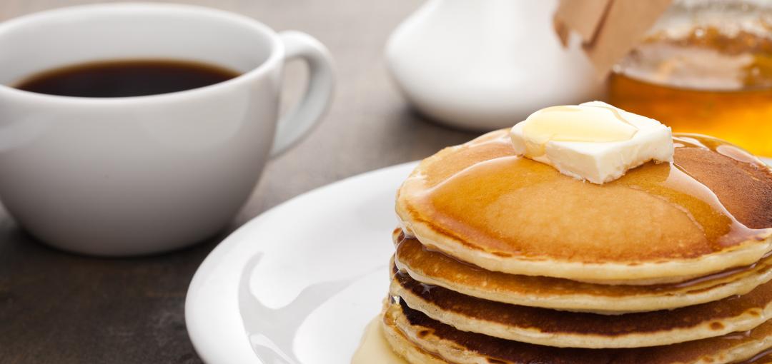 Free breakfast with pancakes and coffee at the Sonesta ES Suites Reno hotel.